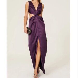 One33 Social Cutout Dress Satin Gown Purple